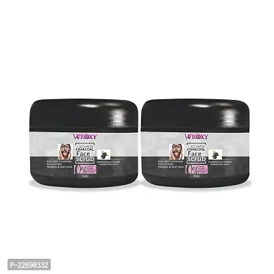 Wroxy Charcoal Face Scrub for Oily and Normal skin, with Charcoal and Walnut for Deep Exfoliation - 100 GM (PACK OF 2)