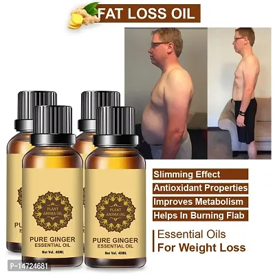 Ginger Essential Oil | Ginger Oil Fat Loss | Fat Burning oil,slimming oil, Fat Burner,Anti Cellulite  Skin Toning Slimming Oil For Stomach, Hips  Thigh Fat loss (40ML) (PACK OF 4)-thumb0