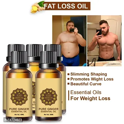 Ginger Essential Oil | Ginger Oil Fat Loss | Organics Herbal Fat Burner Fat loss fat go slimming weight loss body fitness oil Shape Up Slimming Oil For Stomach, Hips  Thigh (40ML) (PACK OF 5)