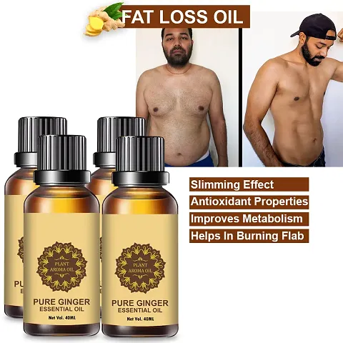 Ginger Essential Oil | Ginger Oil Fat Loss | For Belly Drainage Ginger Massage Oils For Belly / Fat Reduction Pack of 4