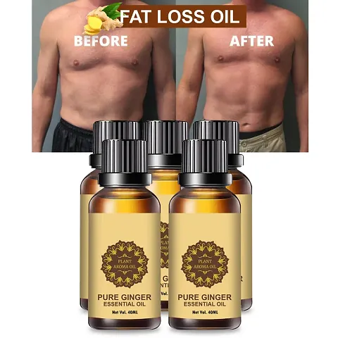 Ginger Essential Oil | Ginger Oil Fat Loss | For Belly Drainage Ginger Massage Oils For Belly / Fat Reduction Pack of 5