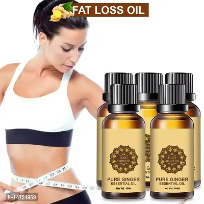 Ginger Essential Oil | Ginger Oil Fat Loss | nbsp;Slimming Fat Burner Oil for Fat Loss Fat Burner Weight Loss Massage Oil - (40ML) (PACK OF 5)-thumb0