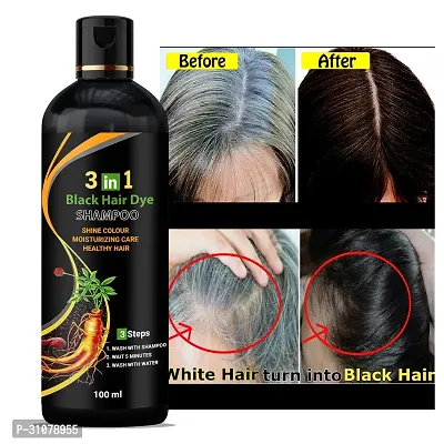 3 in 1 Hair Dye Instant Black Hair Shampoo for Women  Men Organic Shampoo-thumb0