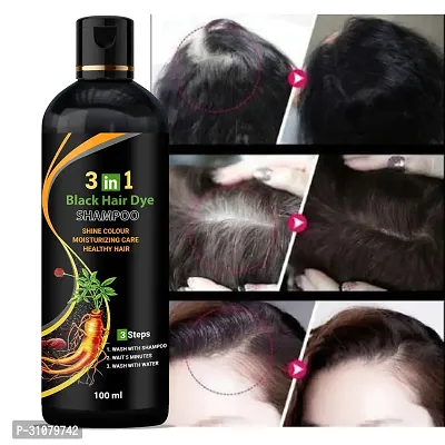 3 in 1 Hair Dye Instant Black Hair Shampoo for Women  Men Organic Shampoo-thumb0