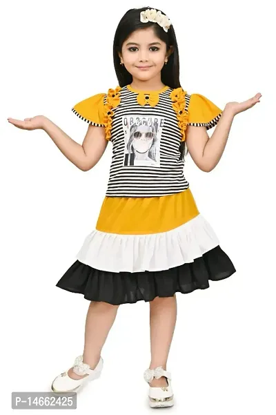 Stylish Cotton Polyester Blend Printed Frocks For Girls