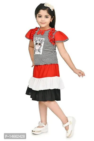 Stylish Cotton Polyester Blend Printed Frocks For Girls