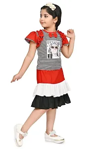 Stylish Cotton Polyester Blend Printed Frocks For Girls-thumb1