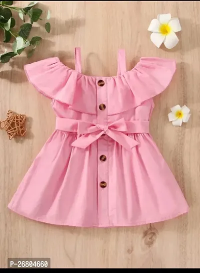 Girls Stylish Pink A-Line Dress-thumb0