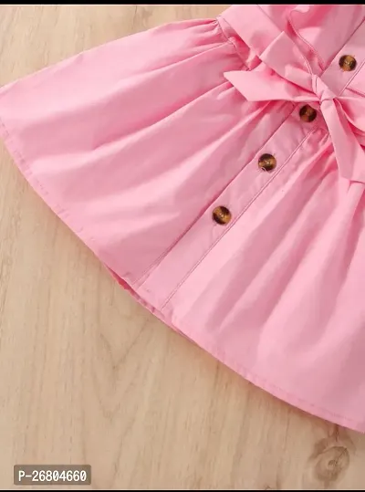 Girls Stylish Pink A-Line Dress-thumb3