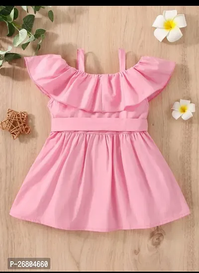 Girls Stylish Pink A-Line Dress-thumb2