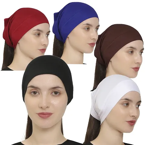 HEJABIYA Hijab Under Cap | Inner Cap for Hijab | Multipurpose Headband - Free Size (Pack of 5)