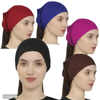 HEJABIYA Hijab Under Cap | Inner Cap for Hijab | Multipurpose Headband - Free Size (Pack of 5)-thumb0