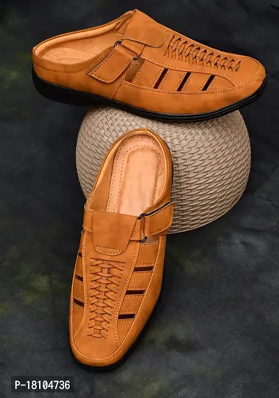 RESTROAD Men's Genuine Quality Half Fishermen, Half Roman Flexible Good Looking Stylish Sandal For Men's (TAN, numeric_6)-thumb2