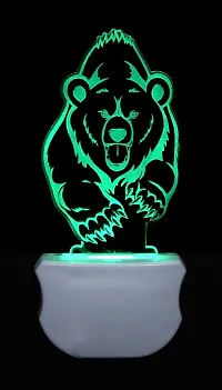 Kelma The Bear 3D Illusion Beautiful Illumination Night Lamp Comes with 7 Multicolor and 3D Illusion Design Suitable for Room,Drawing Room,Lobby (Pack of 2)-thumb1