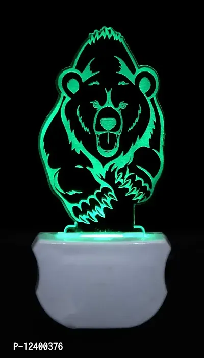 Kelma The Bear 3D Illusion Beautiful Illumination Night Lamp Comes with 7 Multicolor and 3D Illusion Design Suitable for Room,Drawing Room,Lobby (Pack of 2)-thumb2