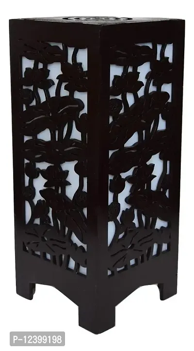 Kelma New Wooden Table Lamp with Creative Laser Cutting Design(Color-Black)-thumb3
