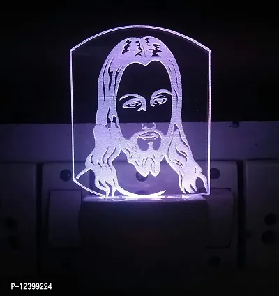 Kelma The Jesus Acrylic Colour Changing 3D Illusion LED Night Lamp for Bedroom (Multicolour)(Pack of 2)-thumb4