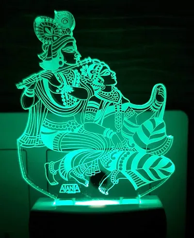 Kelma The Krishna& Radha 3D Illusion Multicolour Night Lamp with 7 Color Changing Light for Gift,for Bedroom,Living Room Led Acrylic Night lamp with Plug
