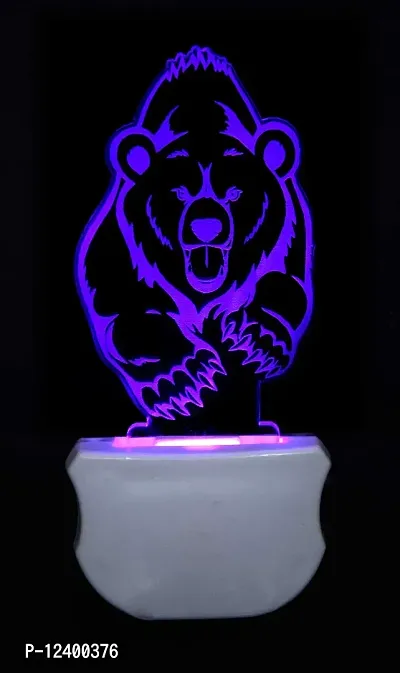 Kelma The Bear 3D Illusion Beautiful Illumination Night Lamp Comes with 7 Multicolor and 3D Illusion Design Suitable for Room,Drawing Room,Lobby (Pack of 2)-thumb3