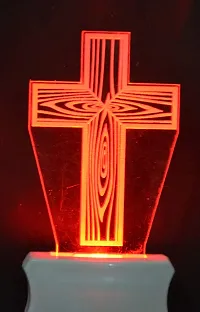 Kelma The Christian Cross 3D Illusion Night Lamp Comes with 7 Multicolor Lighting for Home Decoration Bedside Living Room, Hall Night Lighting-Pack of 1-thumb2