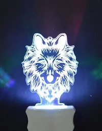 Kelma The Wolf 3D Illusion Night Lamp Comes with 7 Multicolor Lighting for Home Decoration Bedside Living Room, Hall Night Lighting-Pack of 1-thumb1