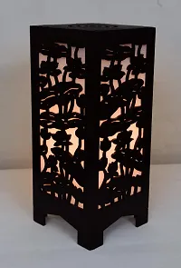Kelma New Wooden Table Lamp with Creative Laser Cutting Design(Color-Black)-thumb1