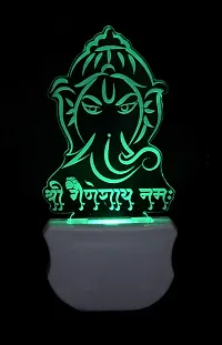 Kelma The Lord Ganesh 3D Illusion Beautiful Illumination Night Lamp Comes with 7 Multicolor and 3D Illusion Design Suitable for Room,Drawing Room,Lobby (Pack of 2)-thumb1