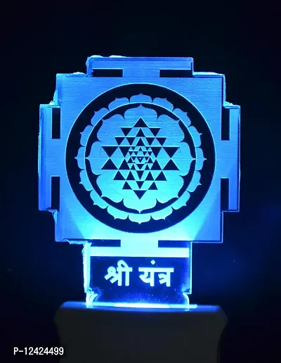 Kelma The Shree Yantra 3D Illusion Night Lamp Comes with 7 Multicolor Lighting for Home Decoration Bedside Living Room, Hall Night Lighting-Pack of 1