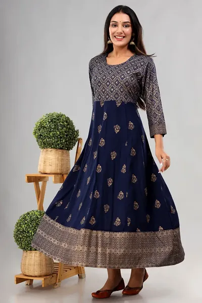 Stylish Rayon Printed Anarkali Kurti