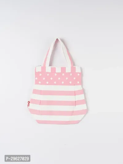 Elegant Pink Canvas Striped Handbags With Zip For Women-thumb0