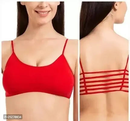 Stylish Cotton Red Lightly Padded Bralette For Women-thumb0