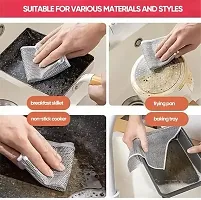 6- Doule Layers Wire Dish cloth Cleaning Cloths Wire Dishwashing Rag for Kitchen-thumb2