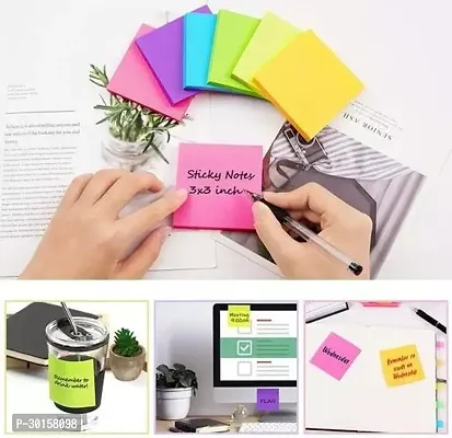 5 Multicolored Neon |Fluorescent Paper |Self Adhesive Memo Pad Sticker | Post it-thumb4