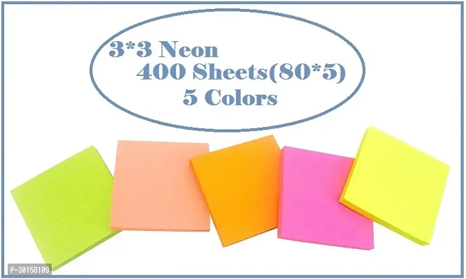 Sticky Notes Vibrant Colours Fluorescent Paper 400 Sheets 3x3Neon(80*5)5 Colors