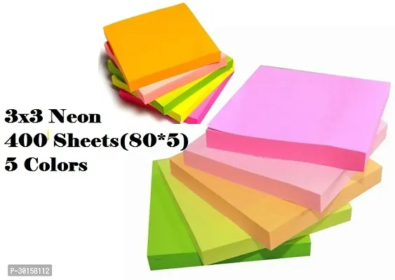 Neon Color 400 Sheet Colorful Sticky Note,3x3 Neon , 400 Sheets(80*5), 5 Colors-thumb0