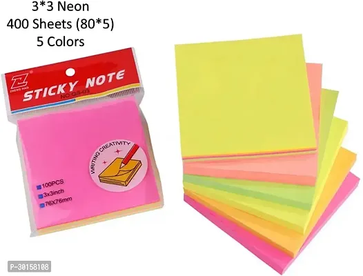 3x3 Neon Colorful Sticky Note See Through Self Adhesive Memo Message Reminder