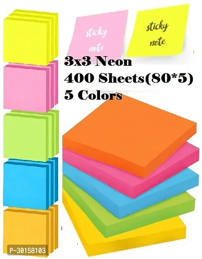 Colors Sticky Notes 3 x 3 Inch Note Pad 5 Colors, 400 Sheets