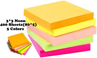 80 Sheets (3X3) Fluorescent Paper Self Adhesive and Removable Sticky Notes-thumb1