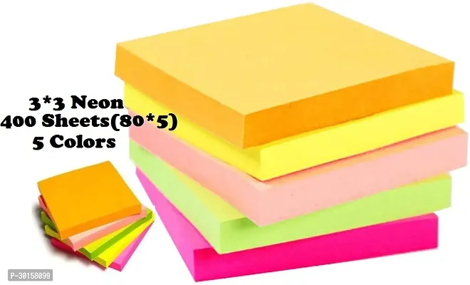 80 Sheets (3X3) Fluorescent Paper Self Adhesive and Removable Sticky Notes-thumb2