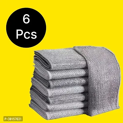 6- Multipurpose Dish Cloth Microfiber Wire Dishwashing Rags For Steel Scrubbers-thumb0