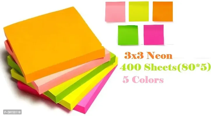 NeonTask Post Its 400 Sheets Sticky Notes  5 Colors  3x3 Neon,(80*5)-thumb0