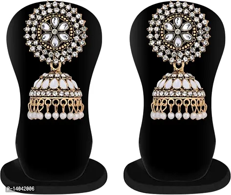 MY-KUNDAN WHITE JHUMKI FOR WOMENS AND GIRLS-thumb0