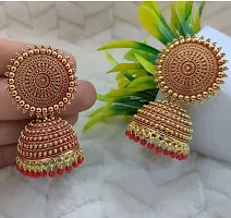 2PAIR RED FLORAL JHUMKI-thumb1