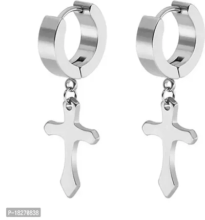 Cross men earring (silver ) colour-thumb0