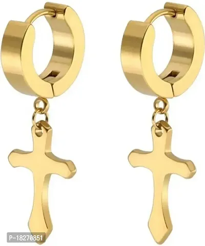 Cross men earring ( golden )colour