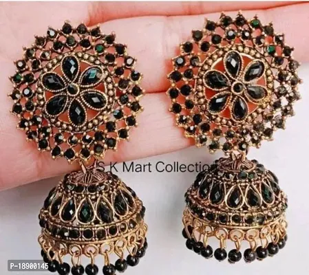 Kundan black jhumki-thumb0