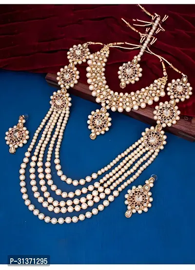 Jewellery Sets for Women Gold Plated Bridal Long Necklace Set-thumb3