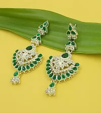 Necklace with Maang Tikka Earrings Indian Traditional Bridal Wedding Jewellery Set.-thumb2