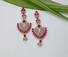 Necklace with Maang Tikka Earrings Indian Traditional Bridal Wedding Jewellery Set.-thumb3