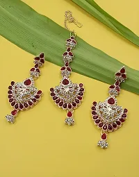 Necklace with Maang Tikka Earrings Indian Traditional Bridal Wedding Jewellery Set.-thumb2